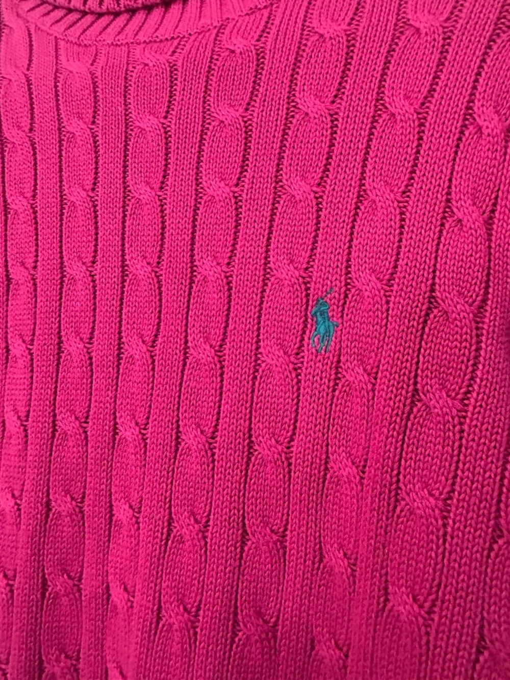 Ralph Lauren Sport Vintage Cable Knit Pink Turtleneck Women's XL - Picture 9 of 16